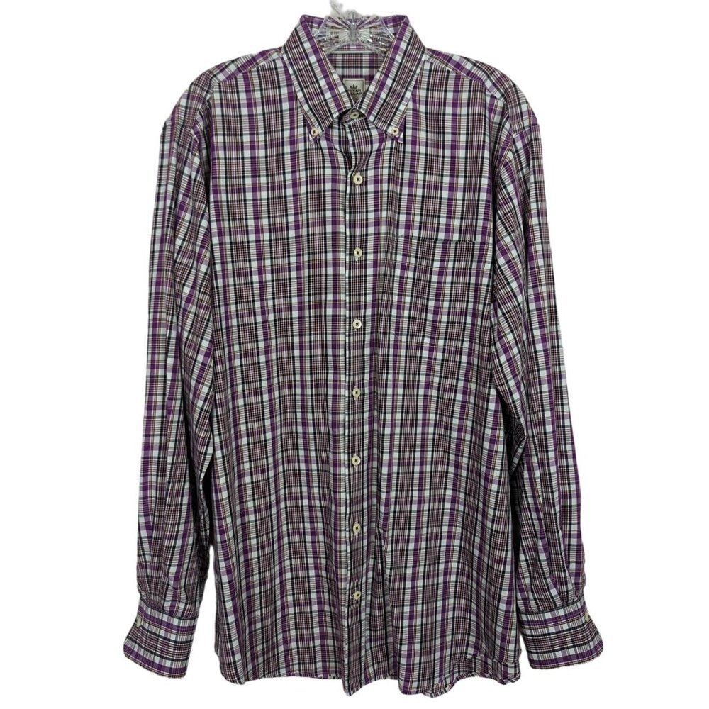 Peter Millar long sleeve button down plaid lavender cotton shirt size L - Picture 1 of 12